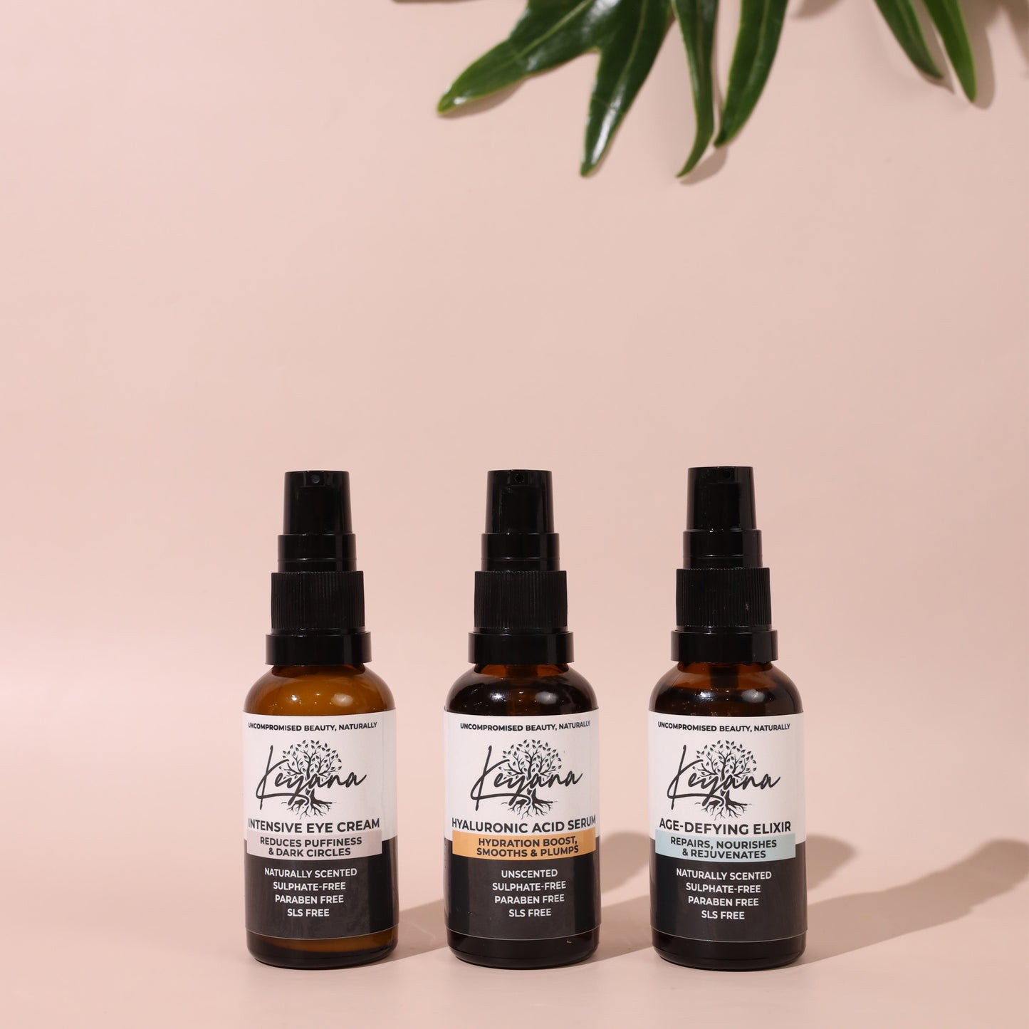 Keyana Hyaluronic Acid Serum – moisture-boosting serum alongside other Keyana skincare serums, designed to hydrate and restore skin’s glow.