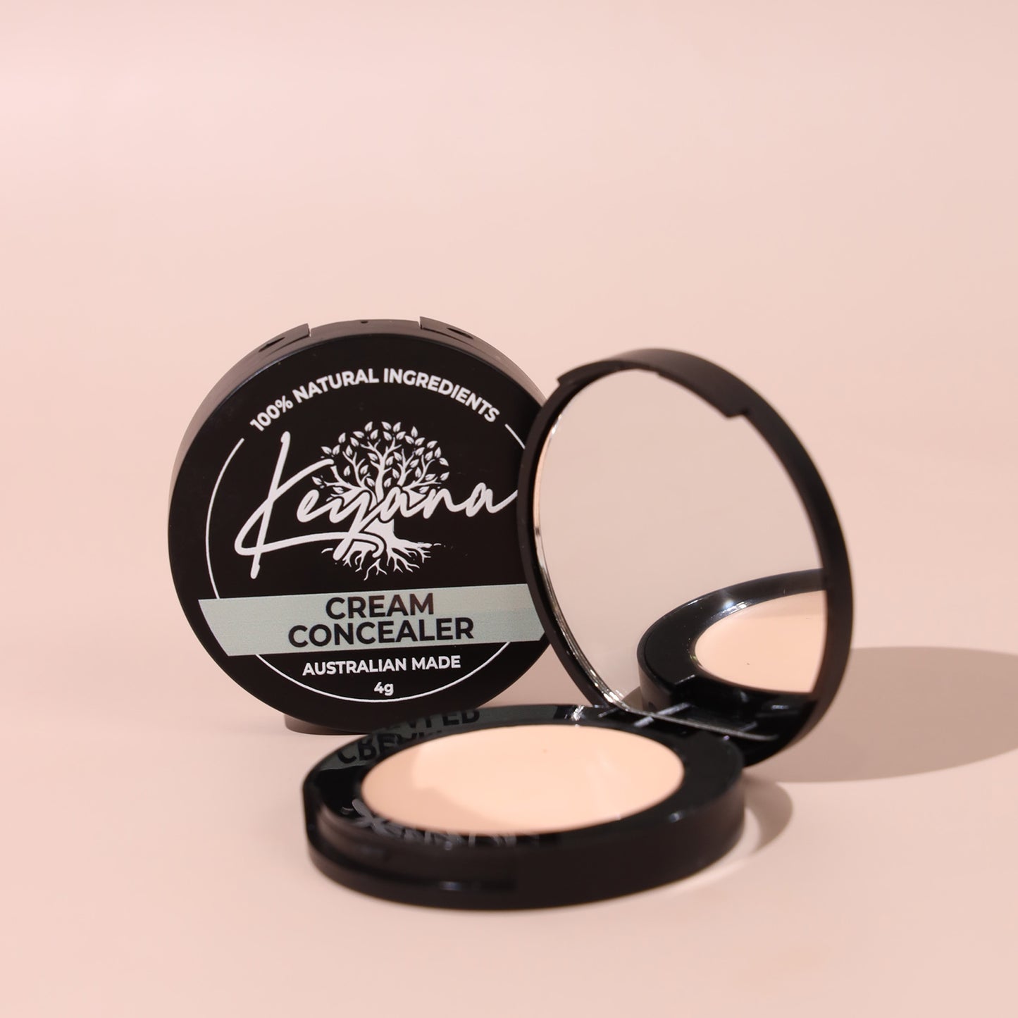 Keyana Cream Concealer – sleek compact with full-coverage formula, perfect for concealing blemishes, dark circles, and redness on-the-go.
