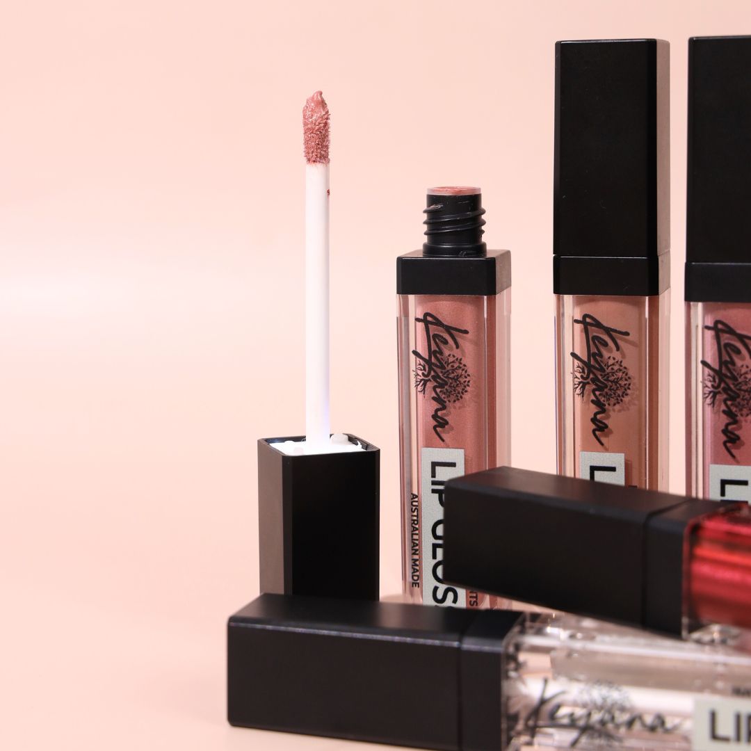 Keyana Lip Gloss collection displayed together, showcasing a variety of high-shine, moisturizing glosses that enhance lips with a smooth, non-sticky finish. Perfect for all-day hydration and a natural, radiant look.